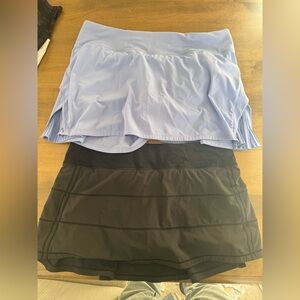 Lululemon 2 pair of women’s shorts size 10, lined. Light Blue and Black.